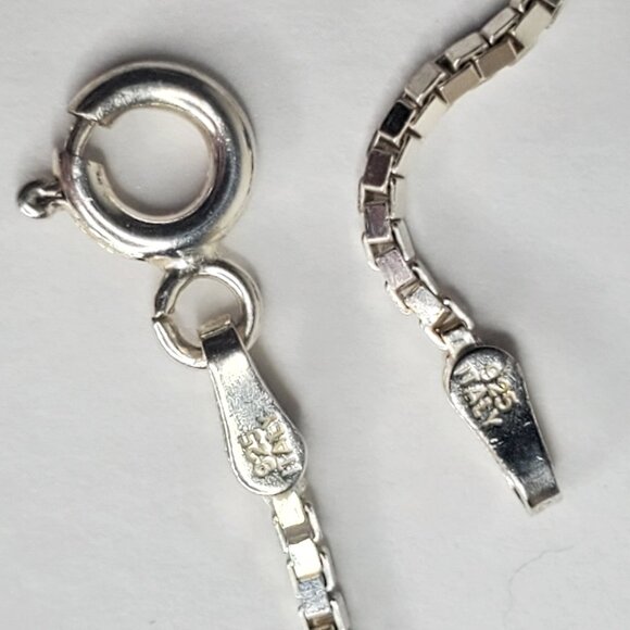 Vintage Italian Sterling Silver Chain with Crystal Cross Like Pendant - Picture 6 of 16